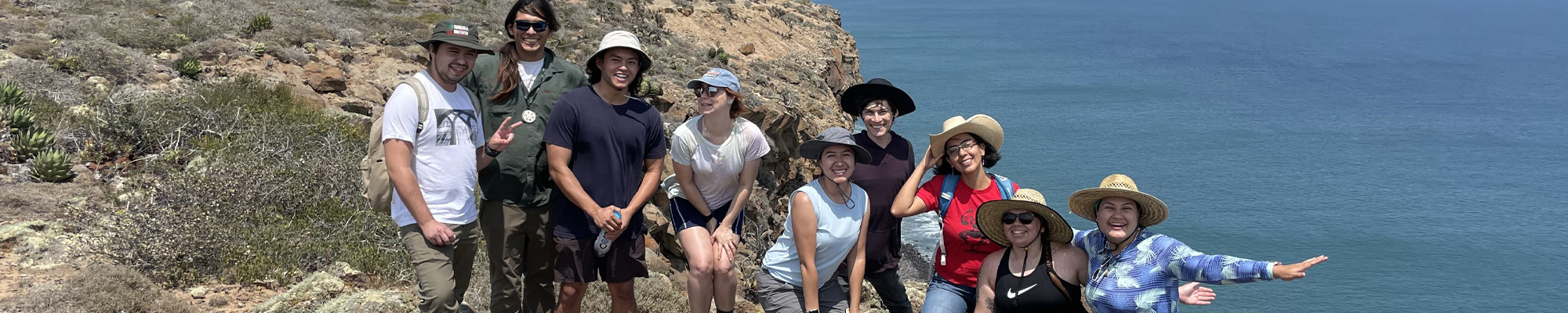 student researchers at coast